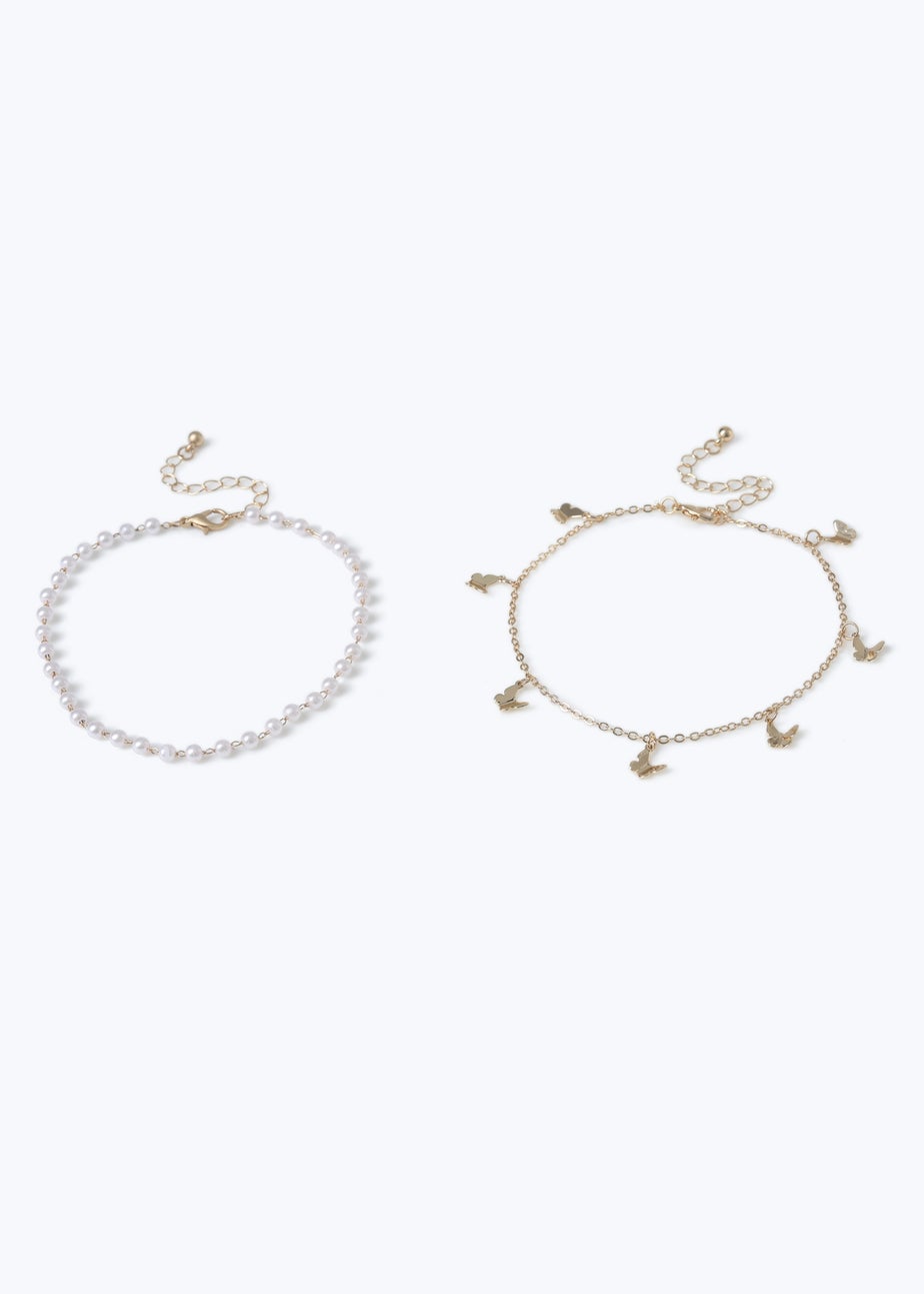 Muse Gold Pearl 2 Pack Anklet