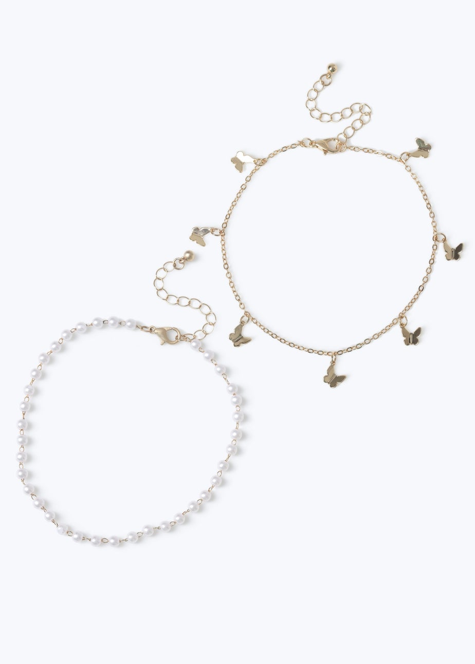 Muse Gold Pearl 2 Pack Anklet