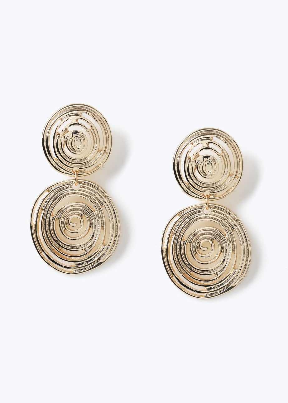 Muse Double Swirl Drop Earring Gold