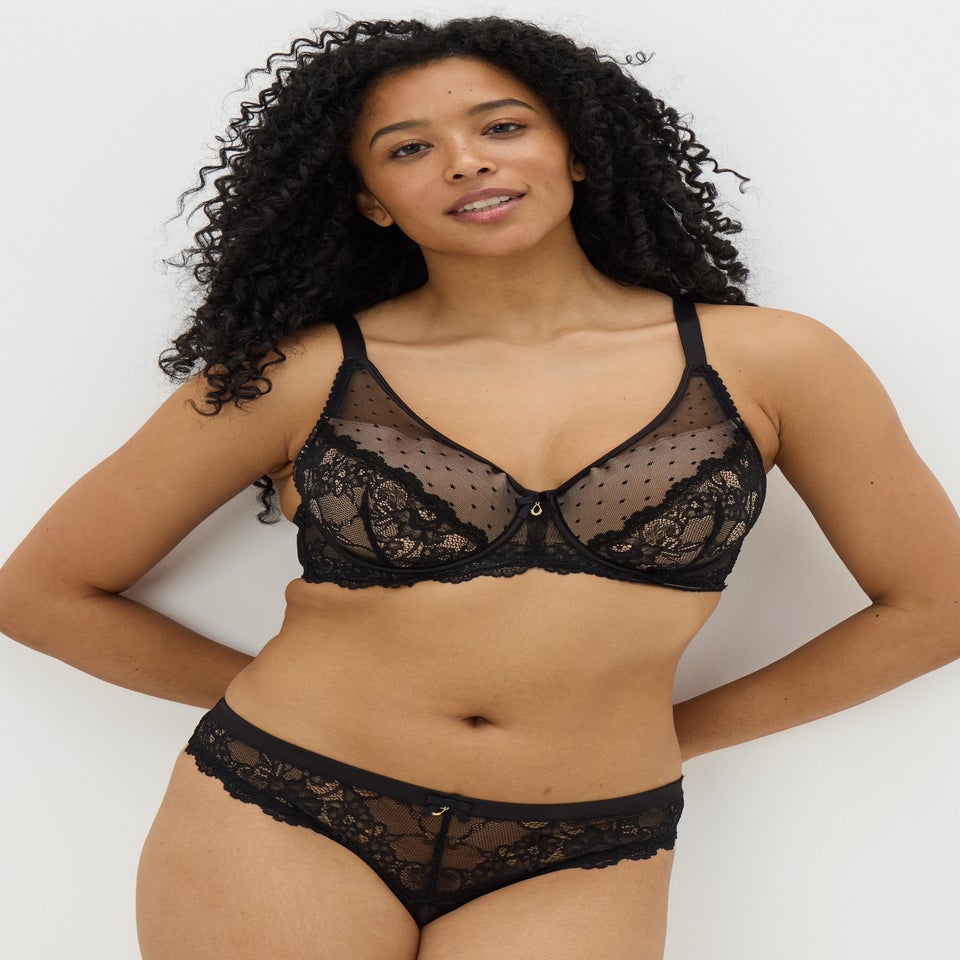 Black Spot Mesh Brazilian Knickers