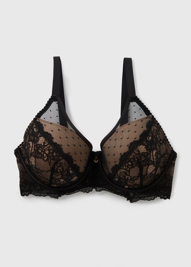 Black DD+ Spot Mesh Bra
