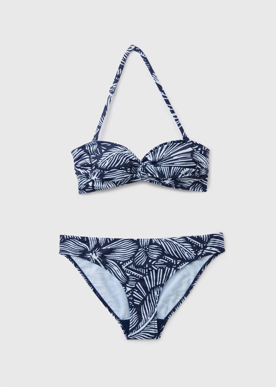 Navy Floral Twist Bikini Bottoms