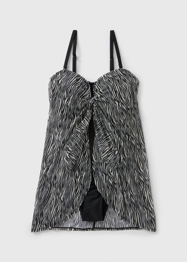 Black Zebra Print Mesh Swim Dress