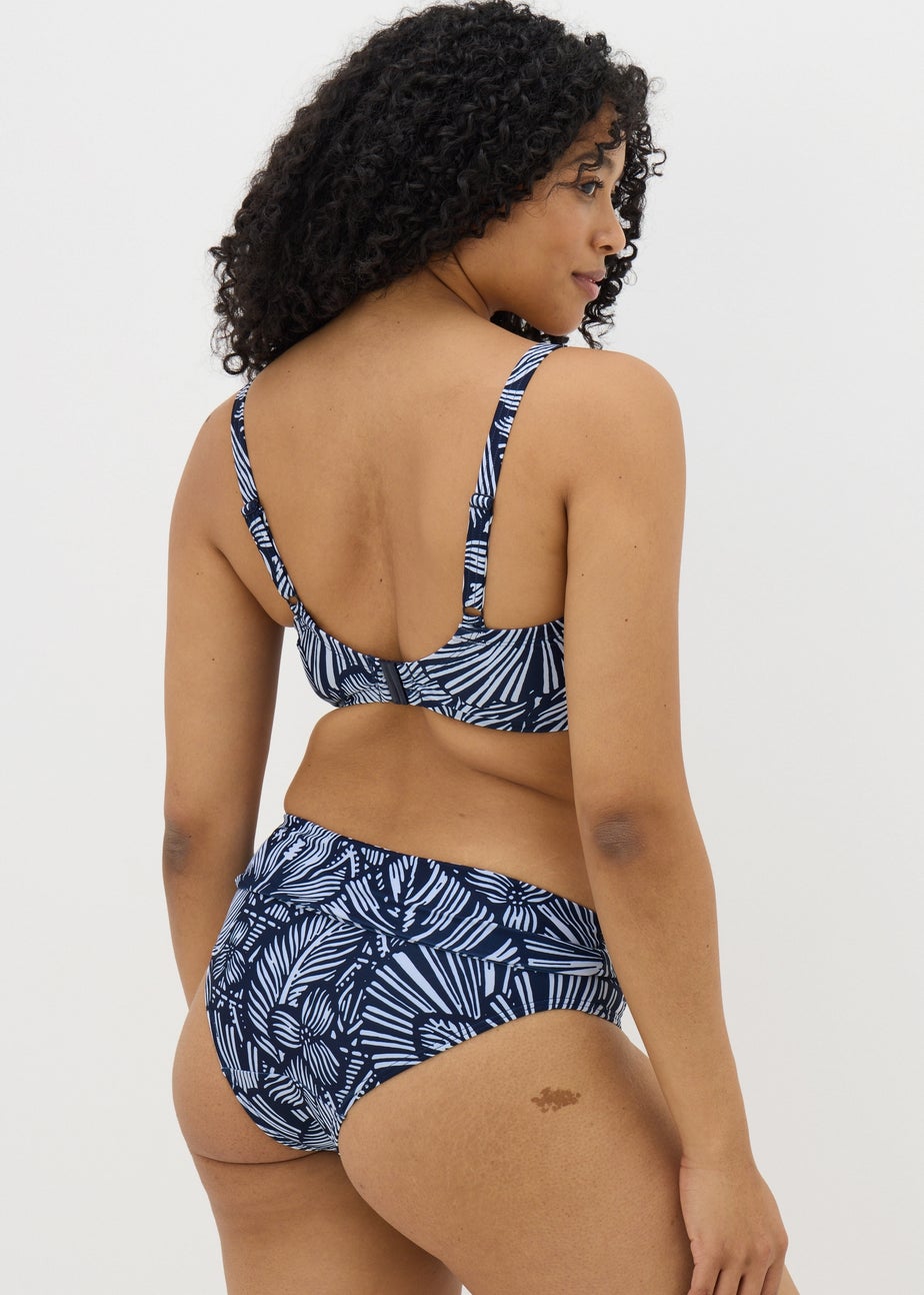 Navy Floral Twist Front Bikini Bottoms
