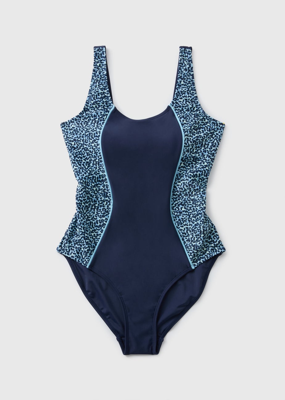 Souluxe Navy Animal Print Panel Swimsuit