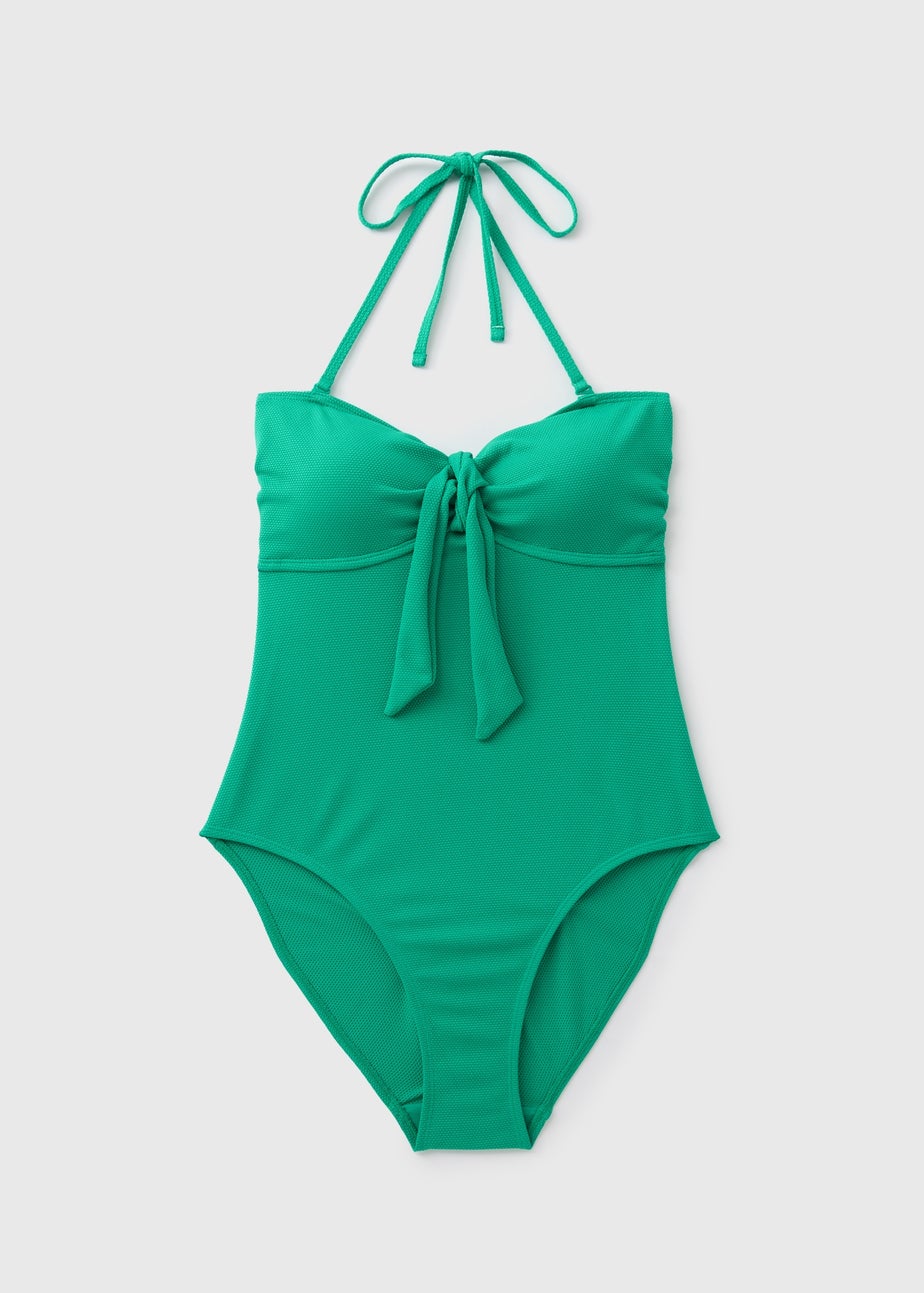 Green Tie Front Swimsuit