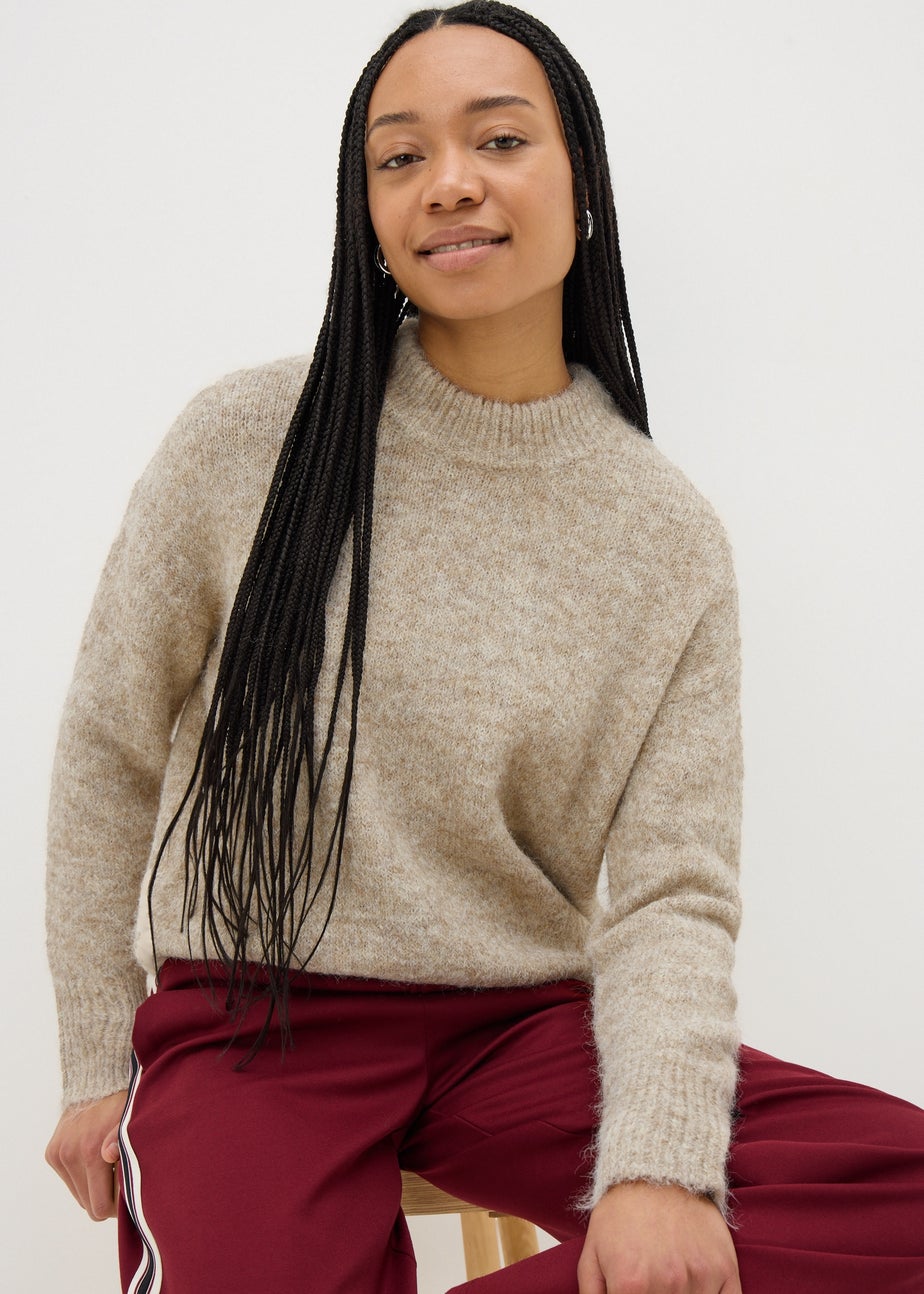 Beige Crew Neck Jumper