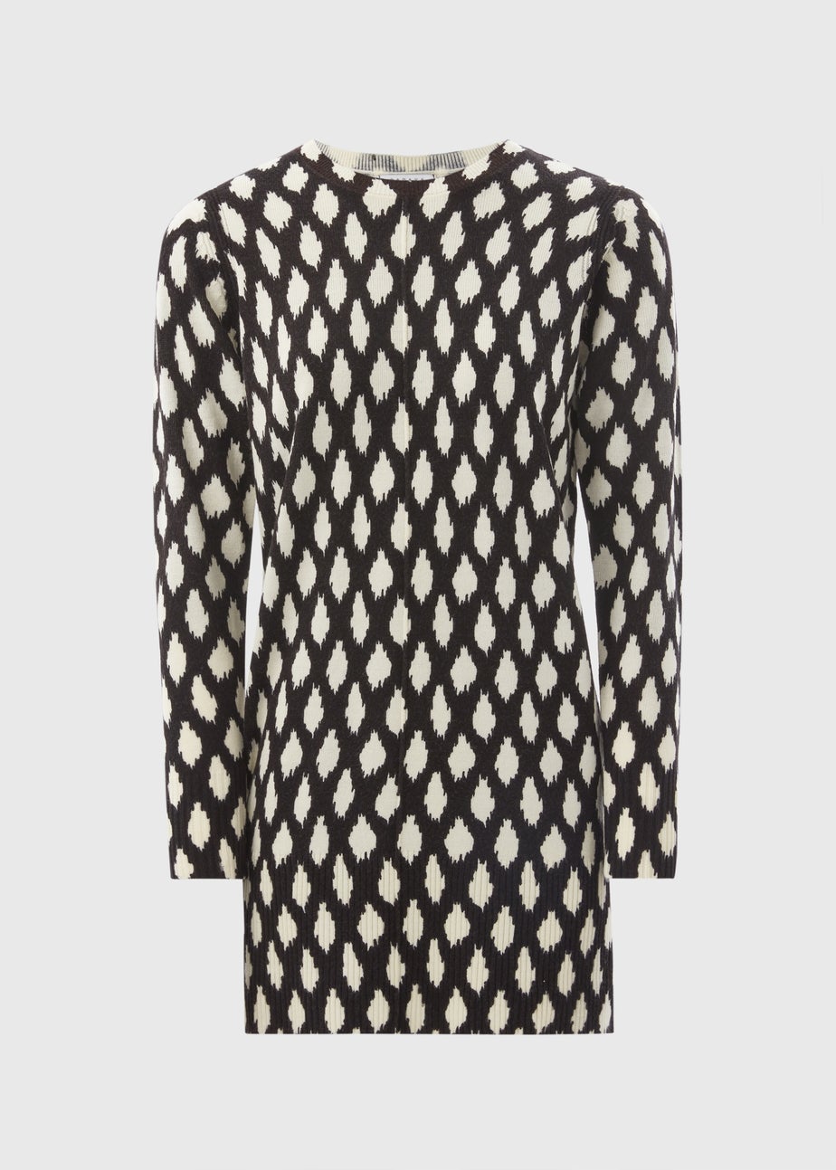 Black Mono Print Knitted Tunic