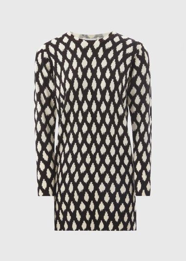 Black Mono Print Knitted Tunic
