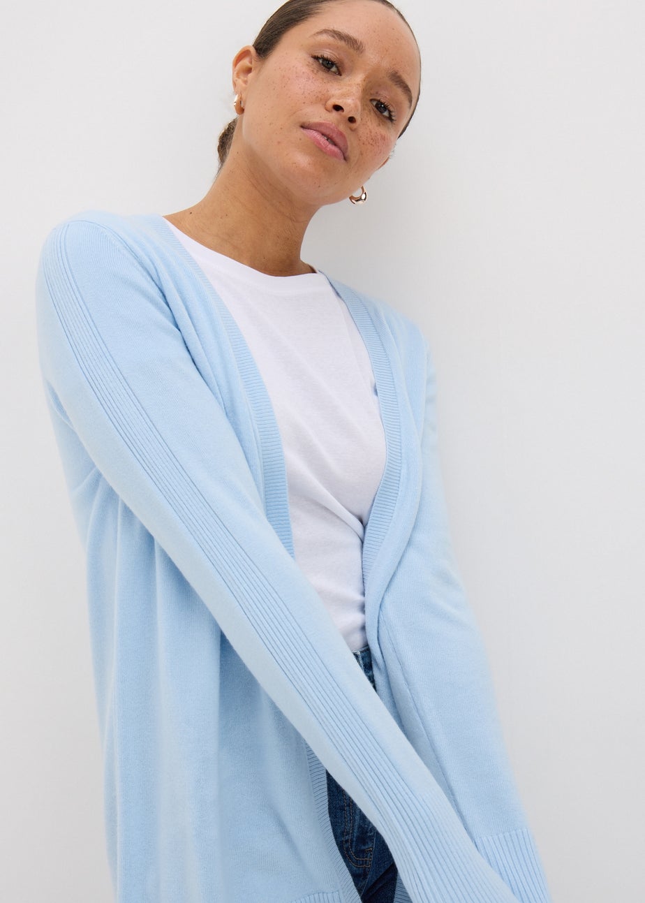 Pale Blue Ribbed Cardigan