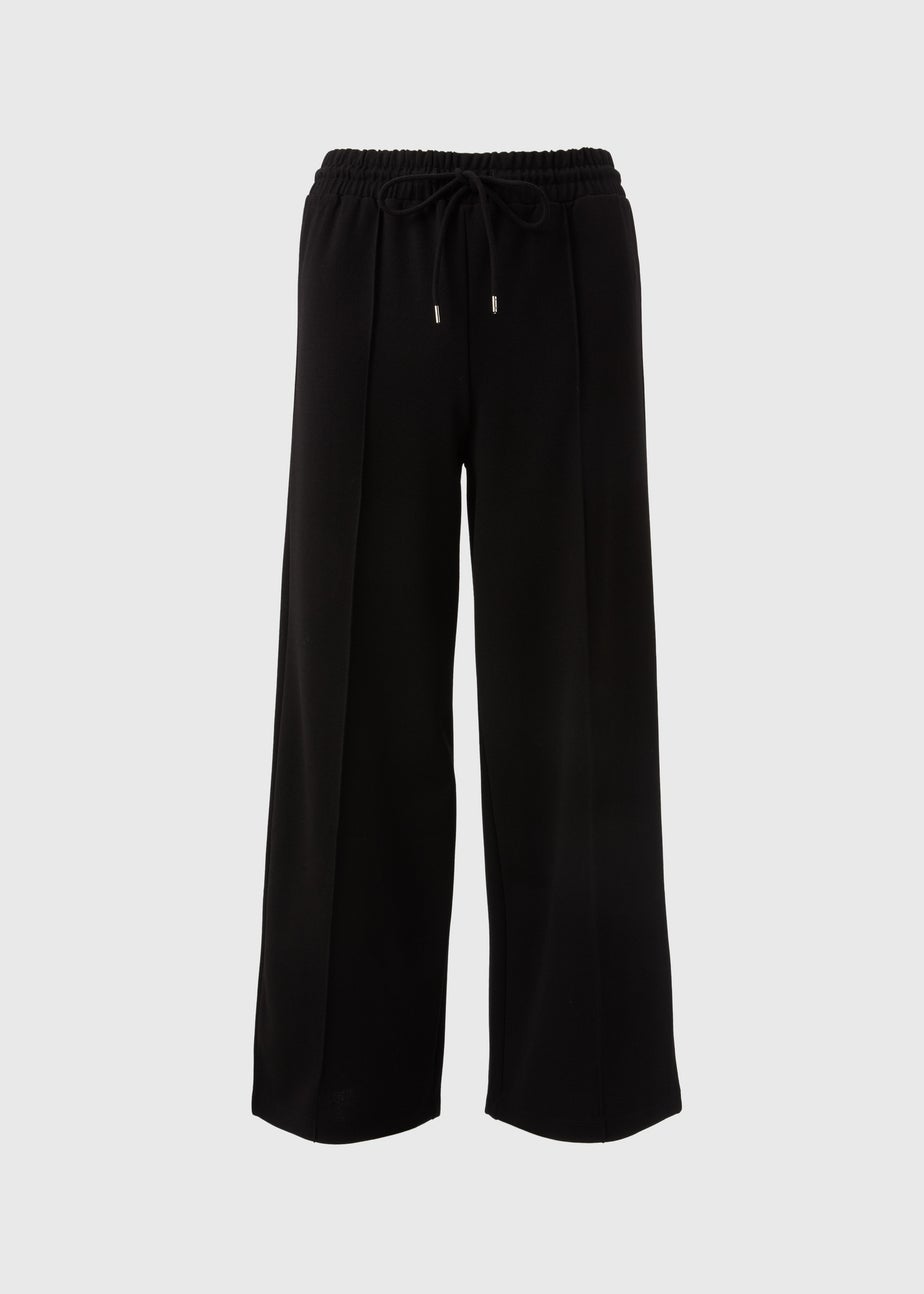 Black Front Seam Wide Leg Trousers