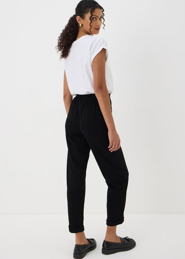 Black Waffle Tapered Trousers