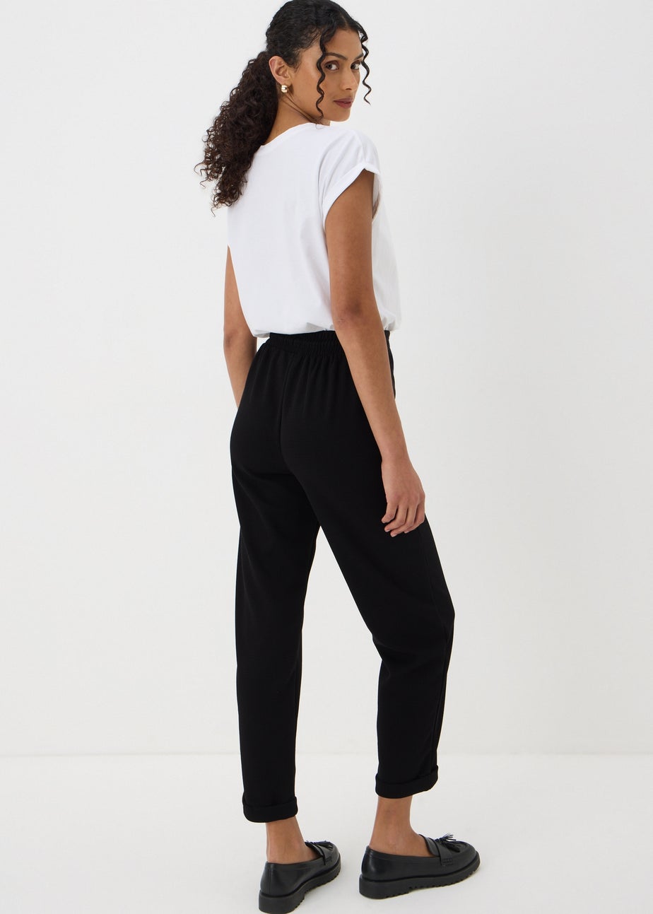 Black Waffle Tapered Trousers