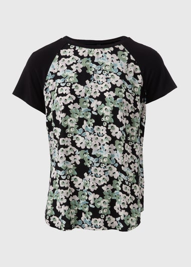 Et Vous Black Floral Front Jersey Back T-Shirt