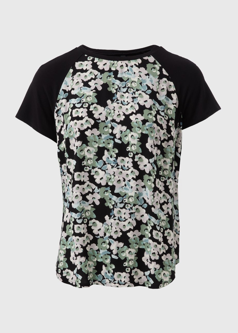 Et Vous Black Floral Front Jersey Back T-Shirt