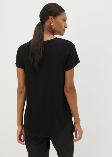 Et Vous Black Floral Front Jersey Back T-Shirt