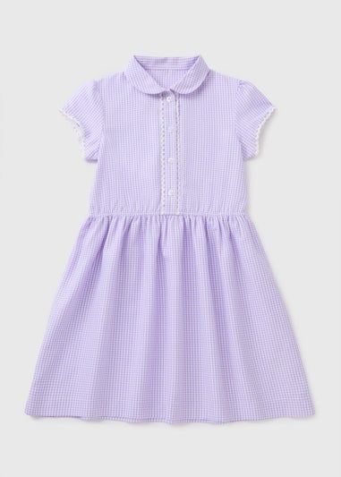 Girls Lilac Gingham Traditional School Dress (3-13yrs)