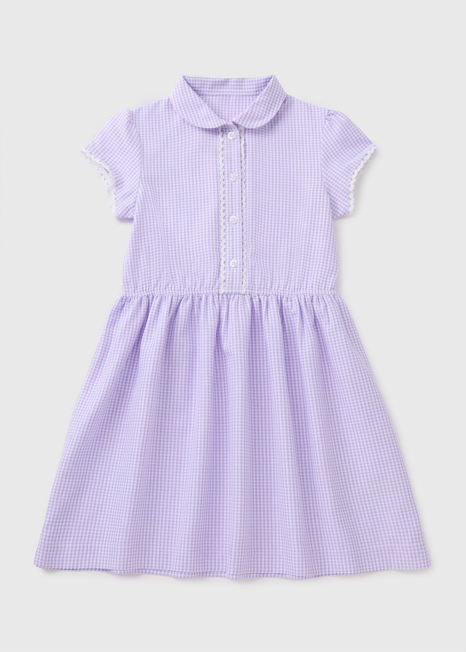 Girls Lilac Gingham Traditional School Dress (3-13yrs)