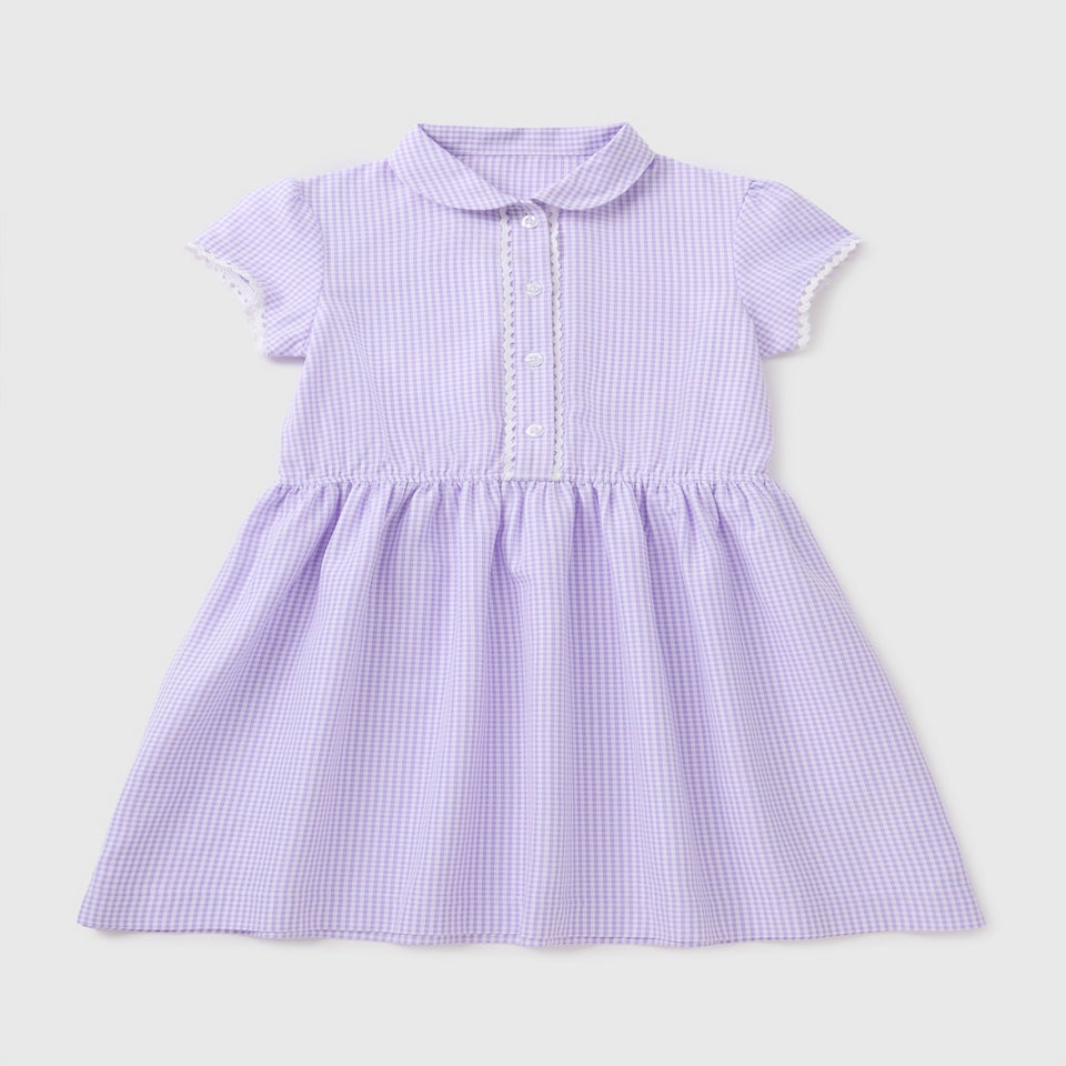 Girls Lilac Gingham Traditional School Dress (3-13yrs)