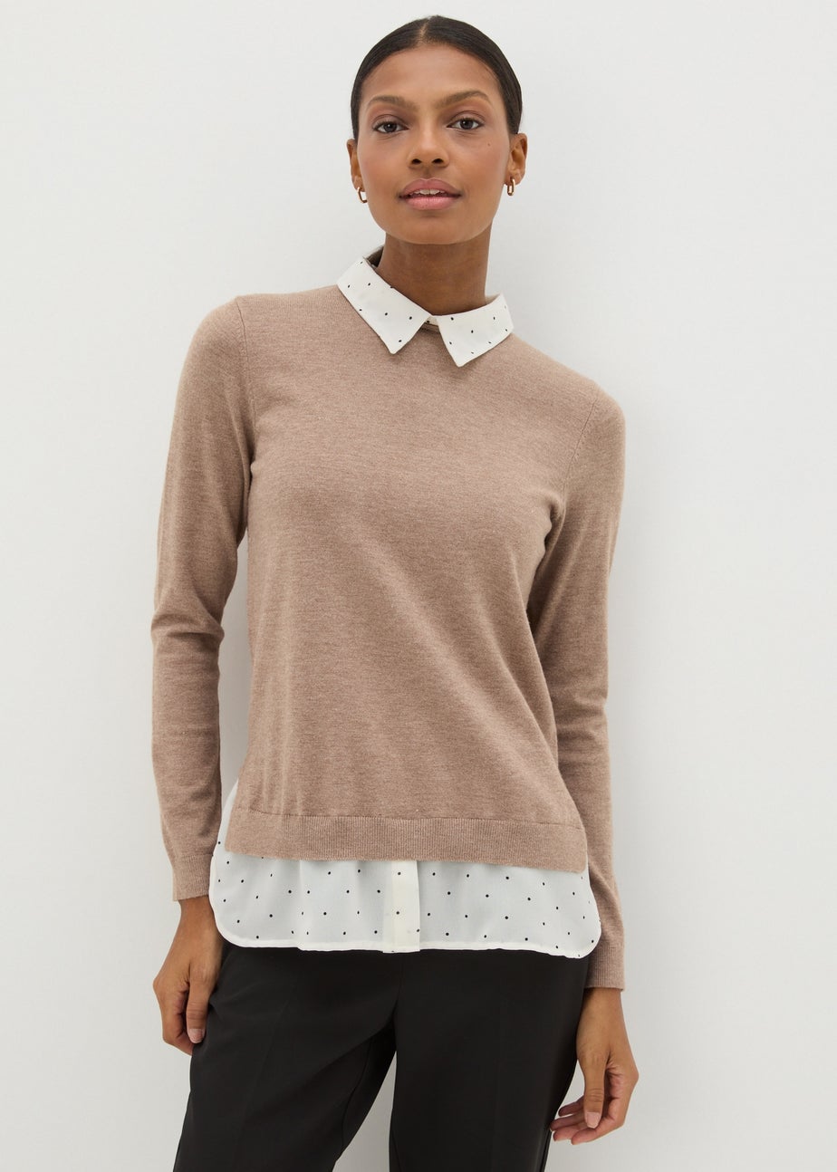 Et Vous Camel Spot Print Shirt Jumper