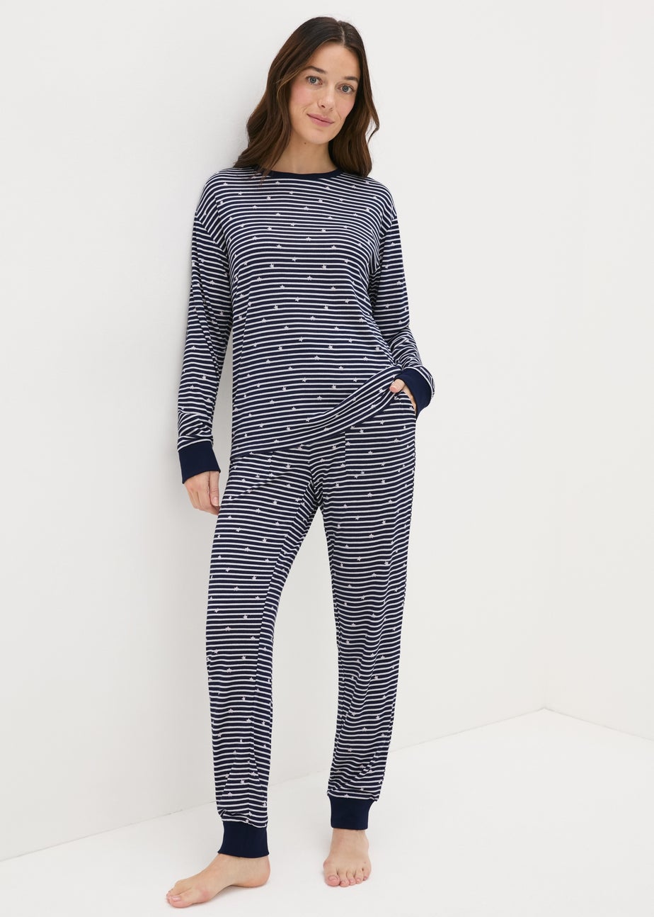 Navy Stripe & Star Pyjama Set