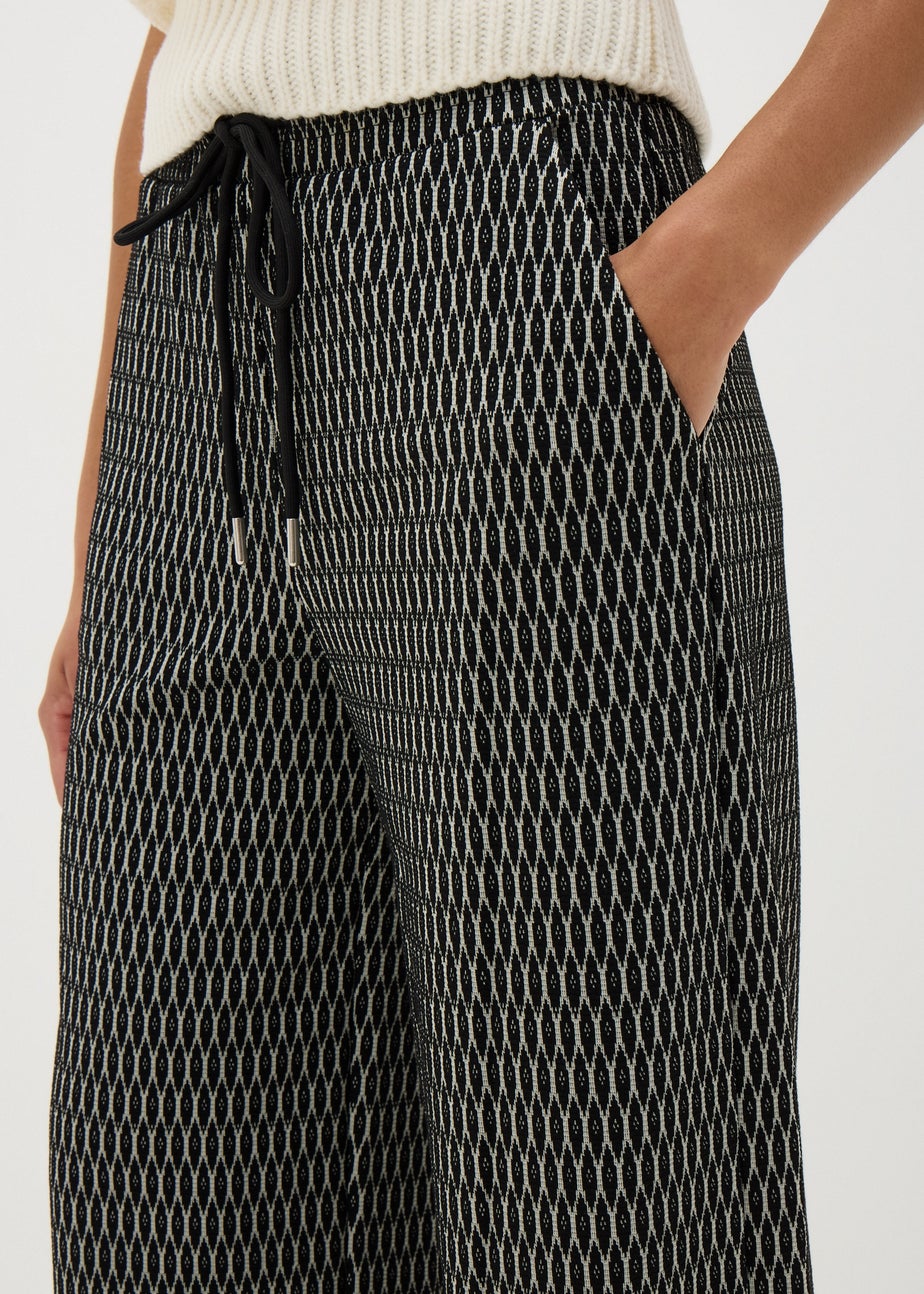 Black Jacquard Wide Leg Trousers