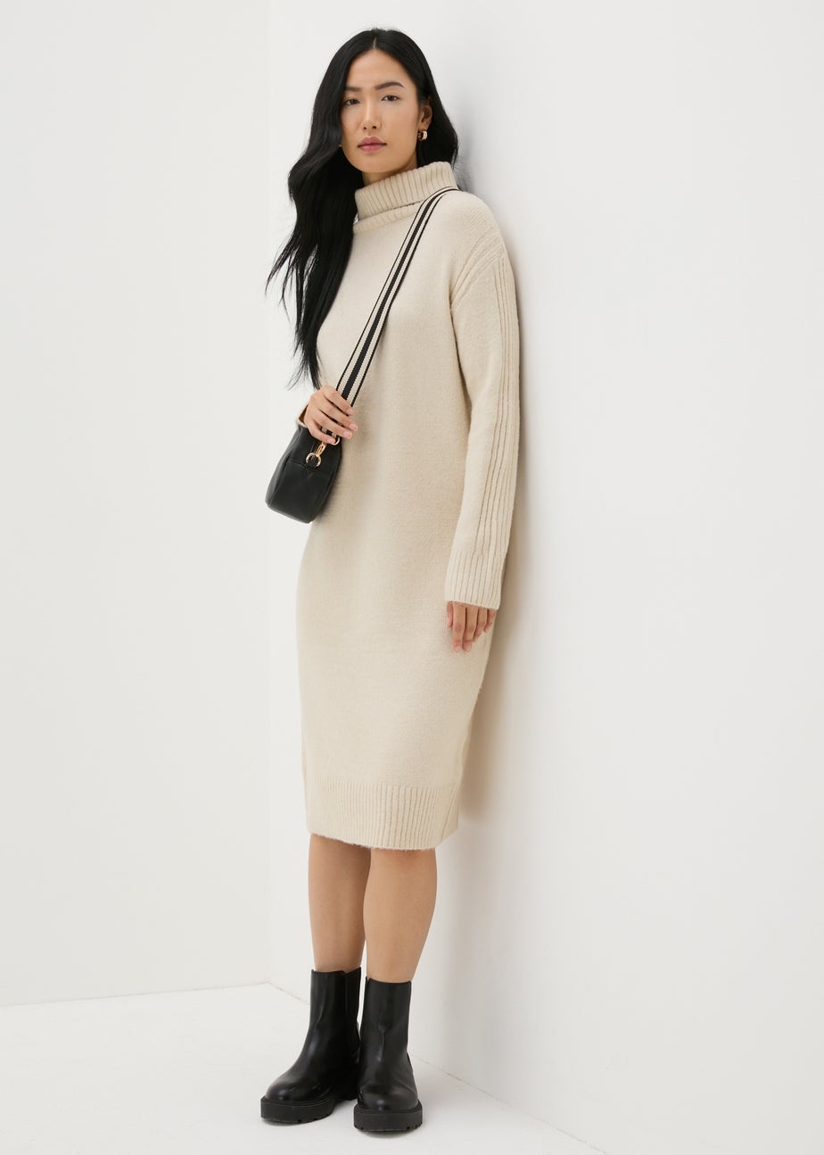 Et Vous Stone Roll Neck Knit Midi Dress