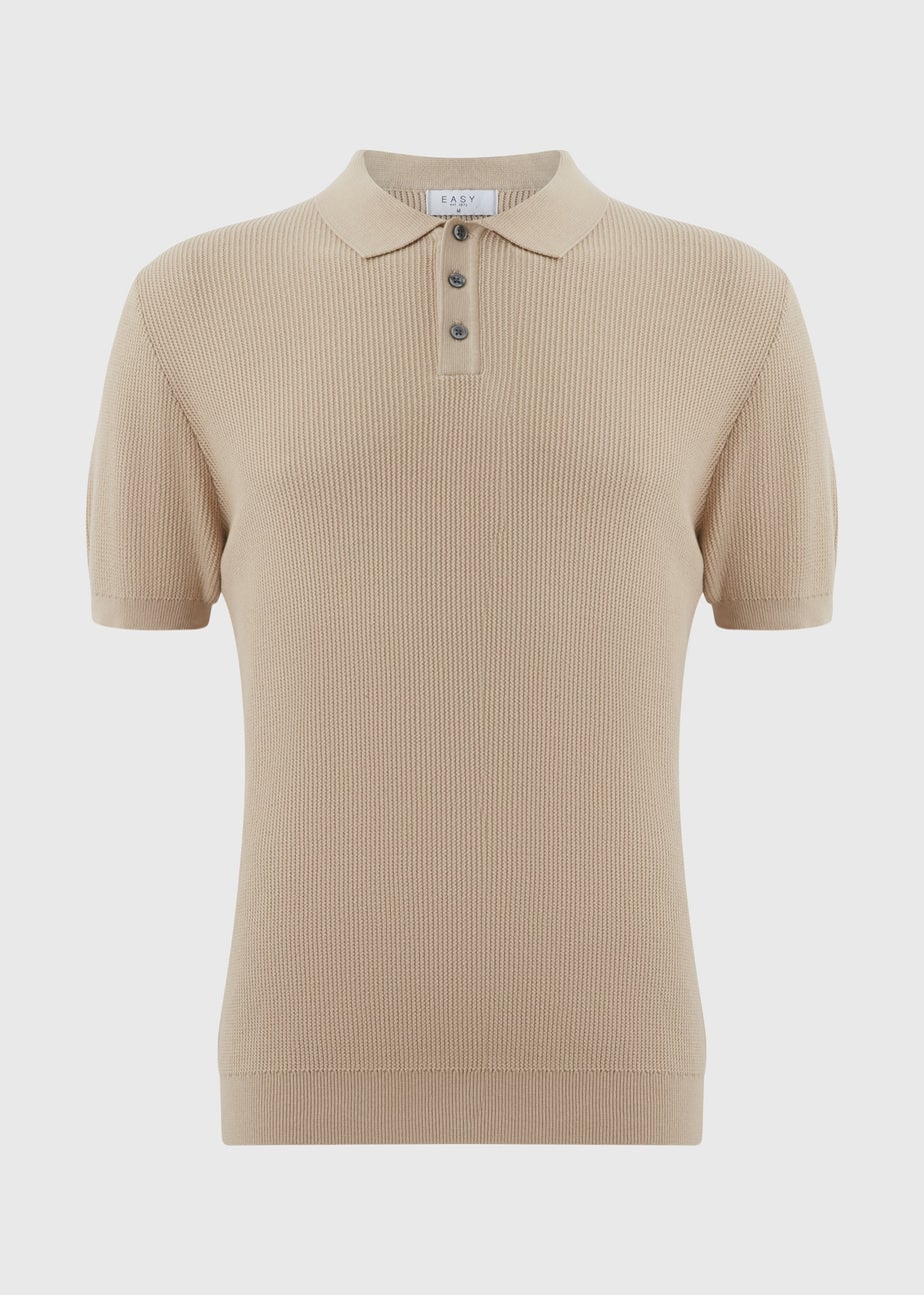 Stone Textured Knitted Polo Shirt