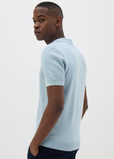 Blue Textured Polo Shirt
