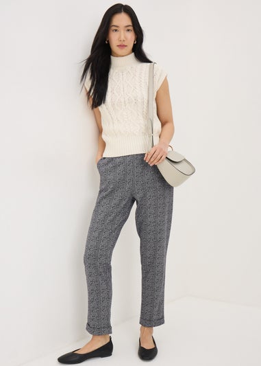 Black Monochrome Tapered Ponte Trousers