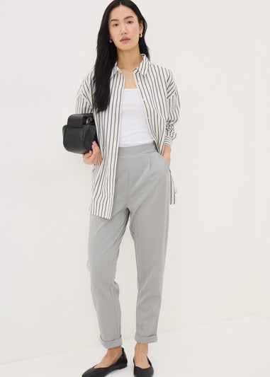 Grey Tapered Ponte Trousers