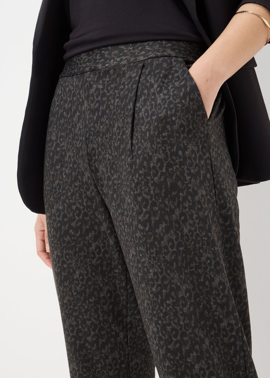 Brown Animal Tapered Ponte Trousers