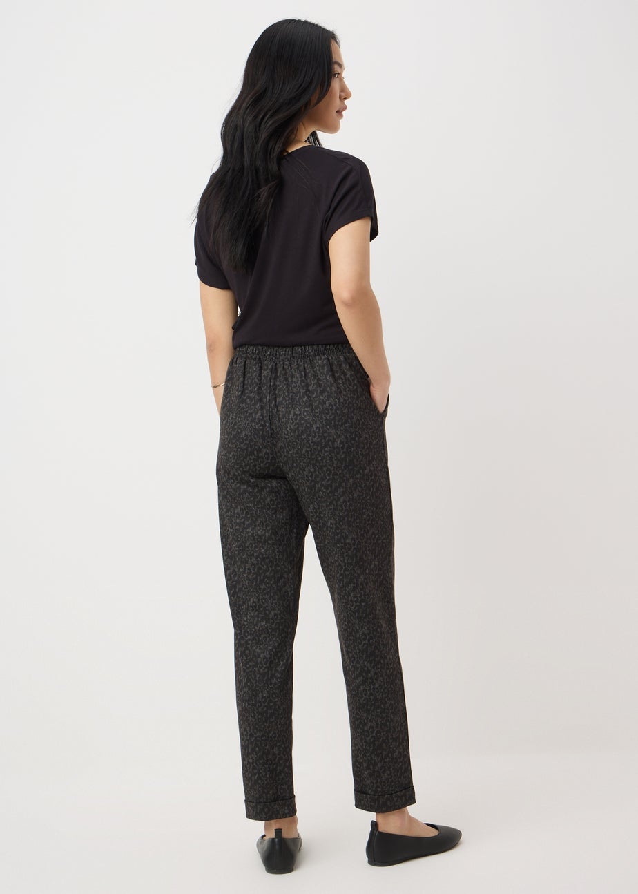 Brown Animal Tapered Ponte Trousers