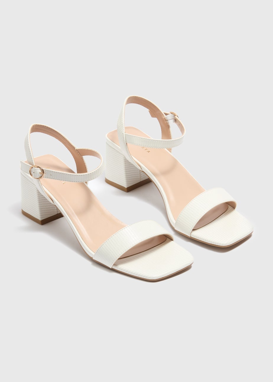 Cream Block Heel Sandals