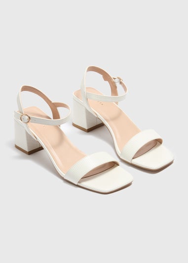 Cream Block Heel Sandals