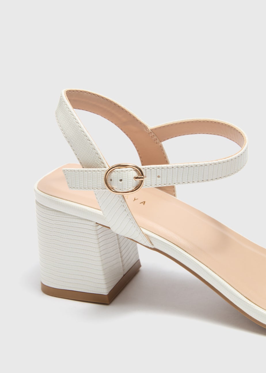 Cream Block Heel Sandals