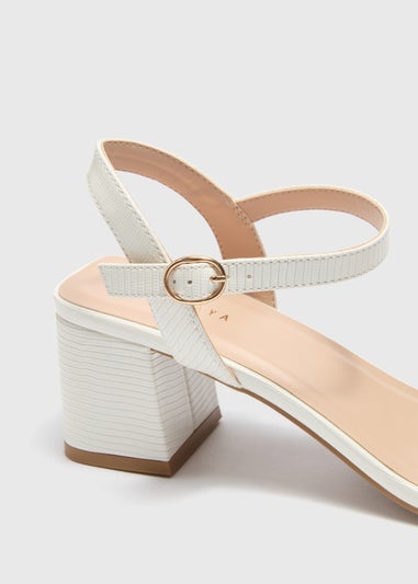 Cream Block Heel Sandals