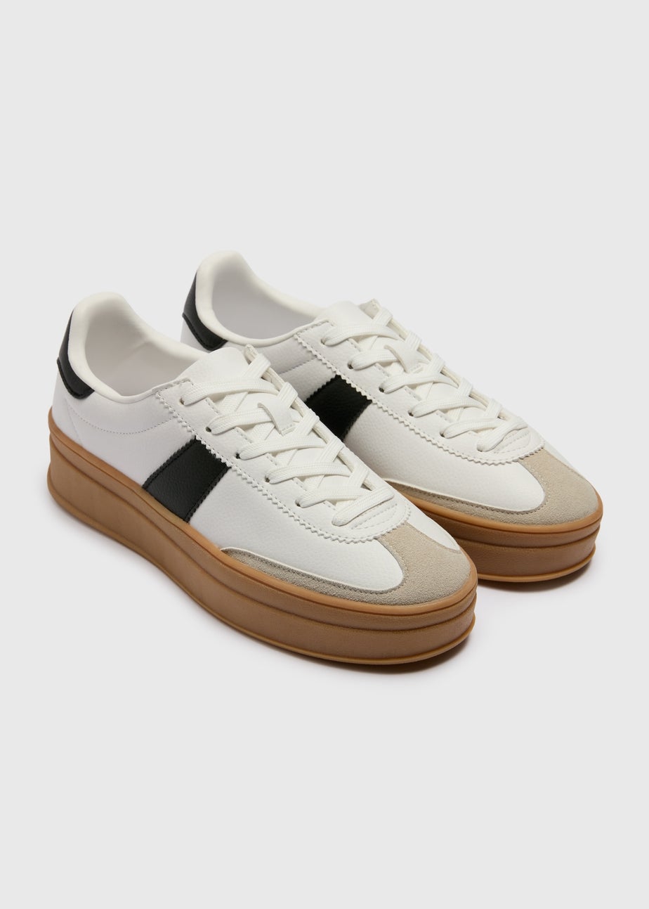 White Retro Platform Trainers