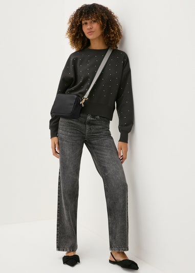 Black Faux Leather Camera Bag