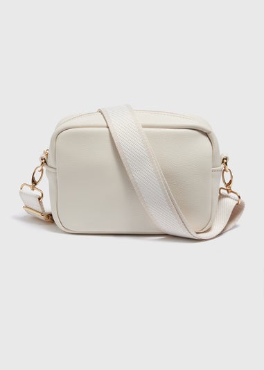 Cream Faux Leather Camera Bag