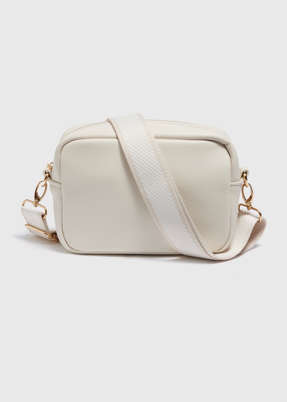Cream Faux Leather Camera Bag