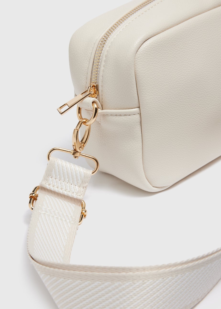 Cream Faux Leather Camera Bag