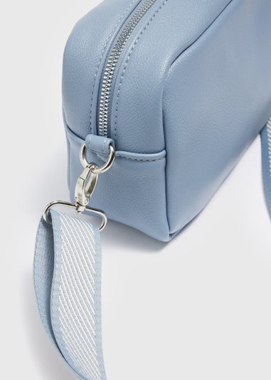 Blue Faux Leather Camera Bag