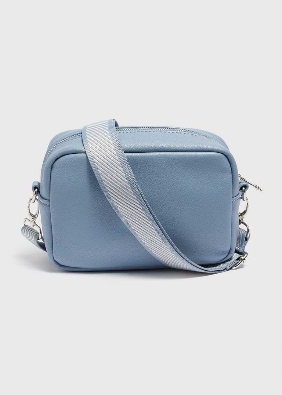 Blue Faux Leather Camera Bag