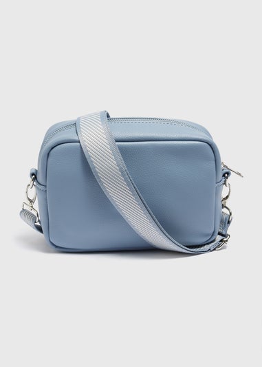 Blue Faux Leather Camera Bag