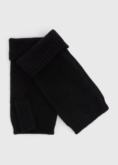 Black Dry Ribbed Fingerless Gloves