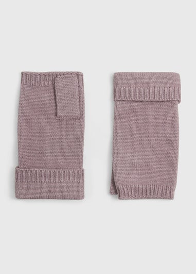 2 Pack Purple & Black Ribbed Fingerless Gloves