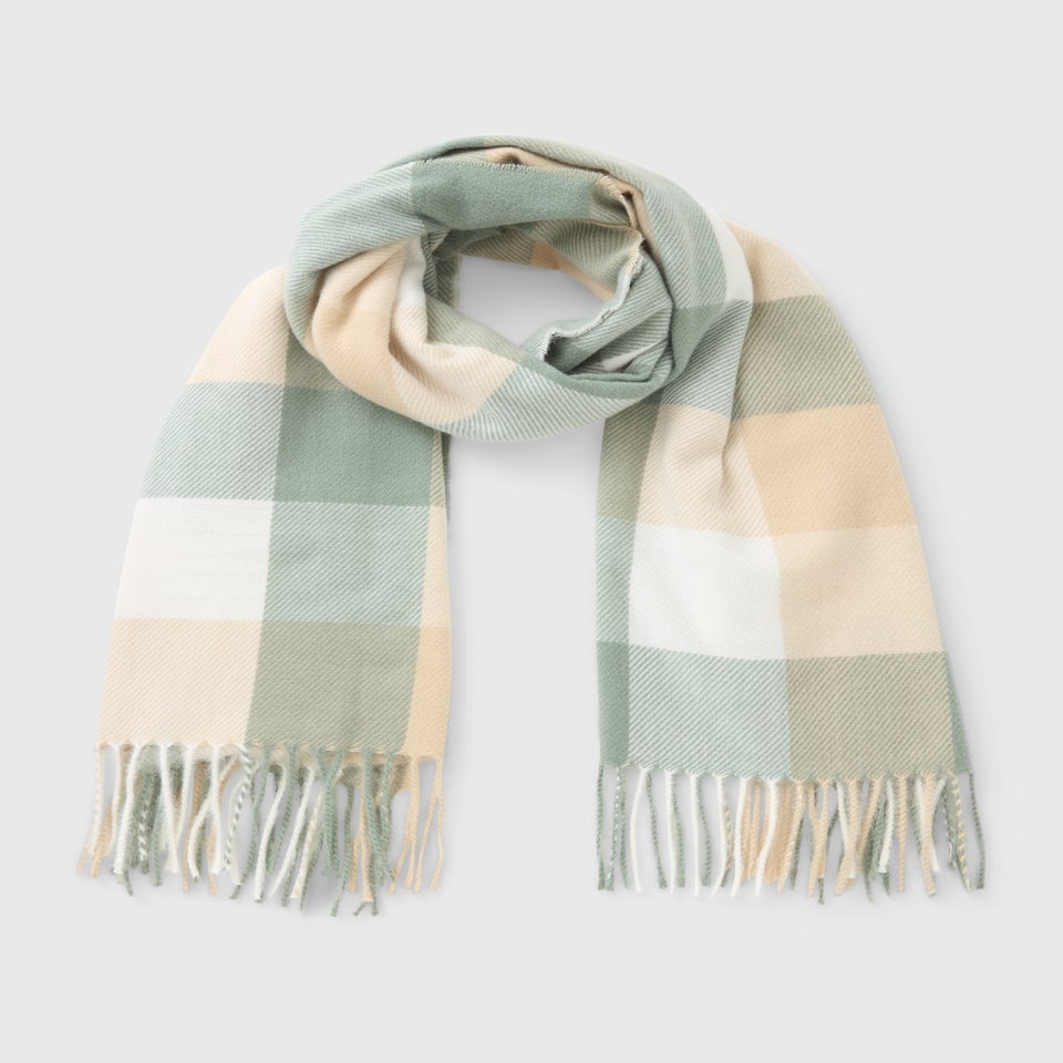 Green Check Midweight Scarf