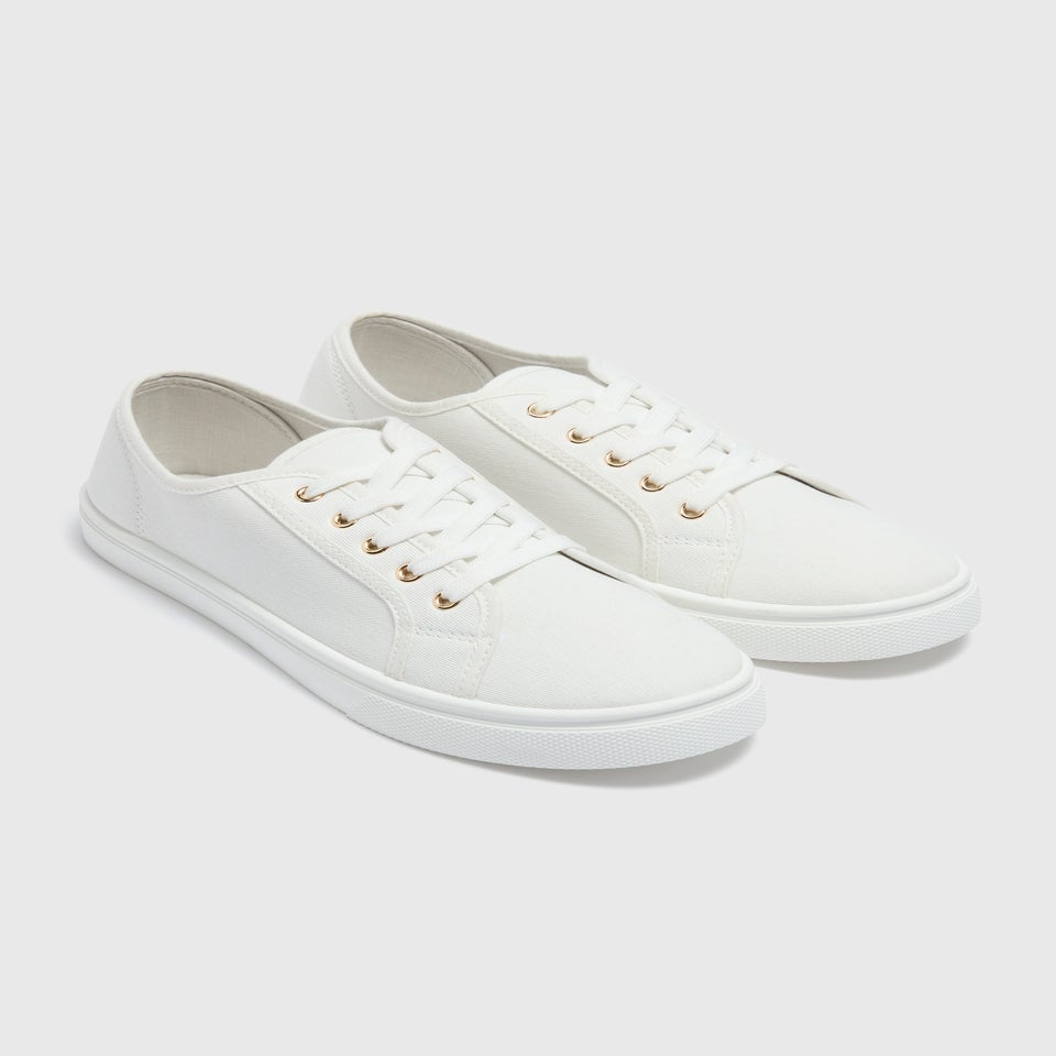 White Injected Lace Trainers