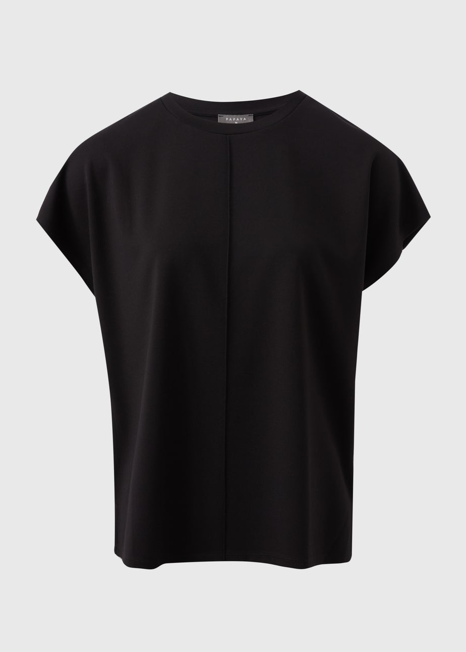 Black Short Sleeve Ponte Top